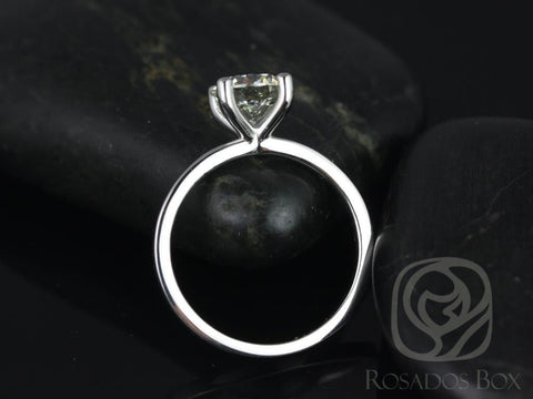 Ella 7mm 14kt White Gold Round Moissanite Tulip Solitaire Engagement Ring - Rosados Box