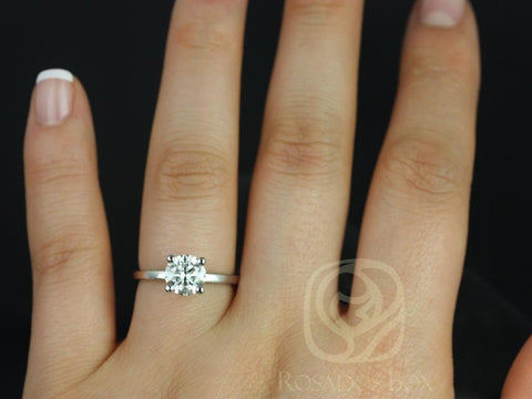 Ella 7mm 14kt White Gold Round Moissanite Tulip Solitaire Engagement Ring - Rosados Box