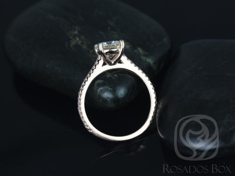 1.50ct Eloise 7.5mm 14kt Gold Moissanite Diamonds Cathedral Round Solitaire Accents Ring - Rosados Box