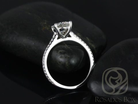 1.50ct Eloise 7.5mm 14kt White Gold Moissanite Diamond Dainty Round Solitaire Ring - Rosados Box