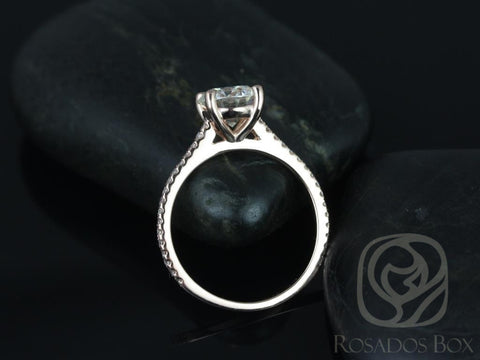 1.25ct Eloise 7mm 14kt Gold Moissanite Diamond Cathedral Round Solitaire Accent Ring - Rosados Box