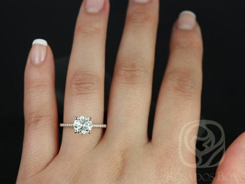 1.25ct Eloise 7mm 14kt Gold Moissanite Diamond Cathedral Round Solitaire Accent Ring - Rosados Box