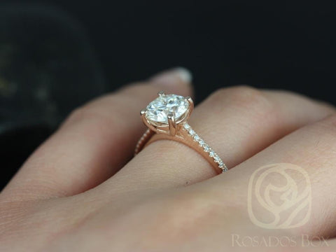 1.25ct Eloise 7mm 14kt Gold Moissanite Diamond Cathedral Round Solitaire Accent Ring - Rosados Box