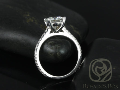 2ct Eloise 8mm 14kt Moissanite Diamond Round Solitaire Accent Ring - Rosados Box