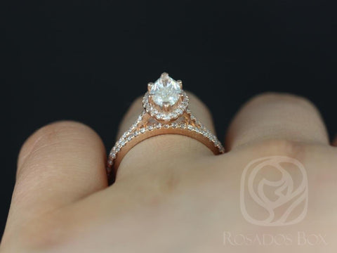 1ct Sasha 10x5mm 14kt Moissanite Diamonds Marquise Halo Bridal Set,Marquise Halo Ring,Marquise Engagement Ring Set,Anniversary Gift