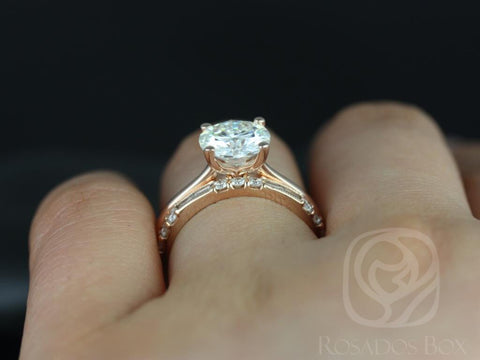 2ct Skinny Flora 8mm & Gabriella 14kt Moissanite Diamond Art Deco Round Solitaire Bridal Set,Round Engagement Ring Set,Wedding Ring Set