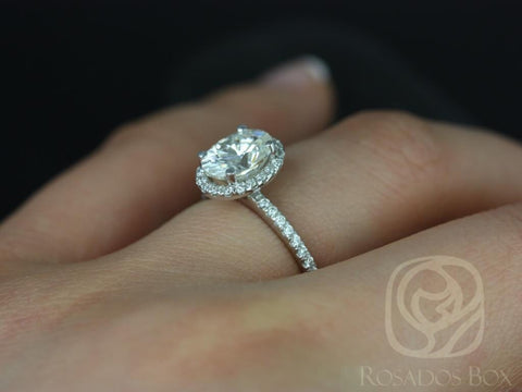 1.50ct Federella 8x6mm 14kt Gold Moissanite Diamond Halo Ring - Rosados Box