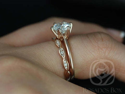 1.50ct Skinny Webster 7.50mm & Ember 14kt Moissanite Round Solitaire Bridal Set - Rosados Box