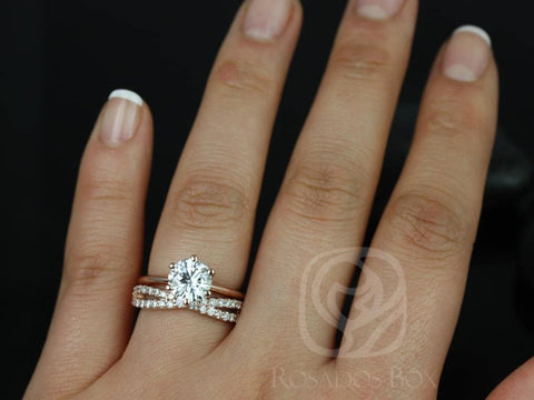 1.50ct Skinny Webster 7.5mm & Lima 14kt Moissanite Six Prong Round Bridal Set,Round Engagement Ring Set,Wedding Ring Set,Anniversary Gift