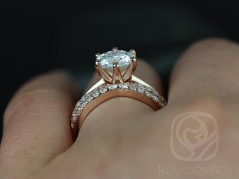 1.50ct Skinny Webster 7.5mm & Lima 14kt Moissanite Six Prong Round Bridal Set,Round Engagement Ring Set,Wedding Ring Set,Anniversary Gift