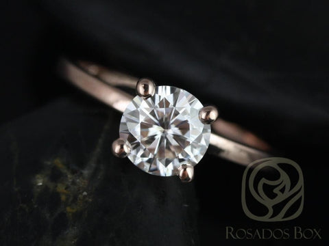 1.20ct Ella 7mm 14kt Gold NEO Moissanite Minimalist Dainty 4 Prong Round Solitaire Engagement Ring