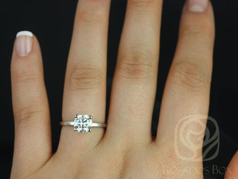 1.20ct Ella 7mm 14kt Gold NEO Moissanite Minimalist Dainty 4 Prong Round Solitaire Engagement Ring