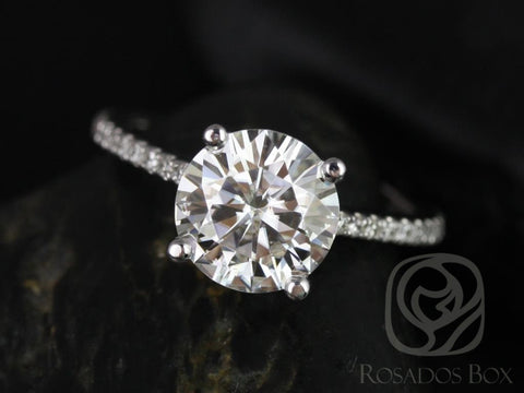 2ct Eloise 8mm 14kt Moissanite Diamond Round Solitaire Accent Ring - Rosados Box