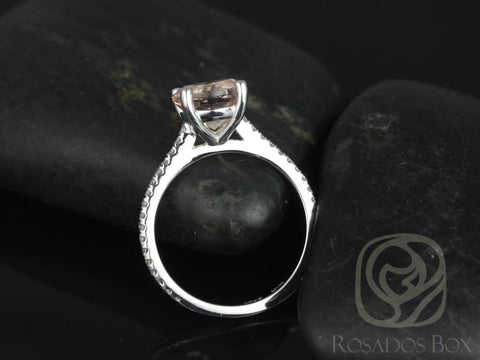 Eloise 8mm 14kt Gold Morganite Diamond Dainty Round Solitaire Accent Ring - Rosados Box