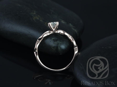 1/3ct Ember 4mm 14kt Moissanite Diamonds Infinity DNA Twist Cushion Solitaire Ring - Rosados Box