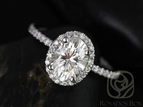 1.50ct Federella 8x6mm 14kt Gold Moissanite Diamond Halo Ring - Rosados Box