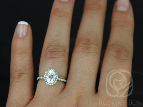 1.50ct Federella 8x6mm 14kt Gold Moissanite Diamond Halo Ring - Rosados Box