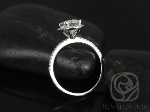 2ct Federella 9x7mm 14kt Moissanite Diamond Dainty Oval Halo Ring - Rosados Box