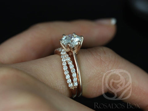 1.50ct Skinny Webster 7.5mm & Lima 14kt Moissanite Six Prong Round Bridal Set,Round Engagement Ring Set,Wedding Ring Set,Anniversary Gift