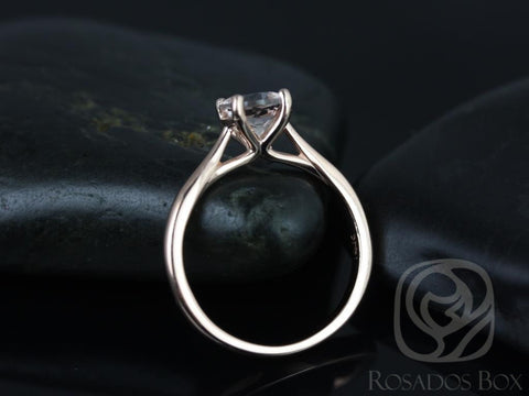 Ready to Ship Flora 6mm 14kt Rose Gold Morganite Tulip Tapered Cathedral Minimalist Round Solitaire Engagement Ring,Promise Ring