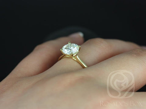 2ct Skinny Flora 8mm 14kt Moissanite Cinched Round Solitaire Ring - Rosados Box