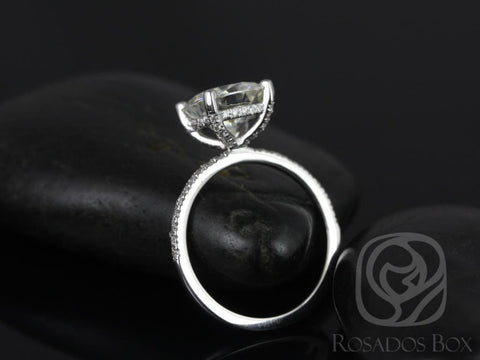 3.30ct Heidi 9mm 14kt White Gold Moissanite Diamond Basket Cushion Solitaire Ring - Rosados Box