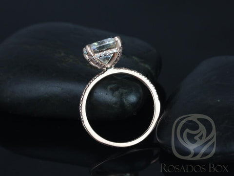 3.30ct Heidi 9mm 14kt Rose Gold Moissanite Diamond Dainty Pave Art Deco Engagement Ring - Rosados Box