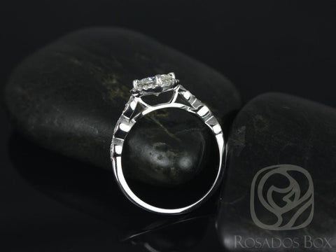 1.25ct Katya 7mm 14kt Gold Moissanite Diamond WITH Milgrain Kite Set Halo Ring - Rosados Box