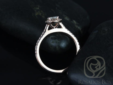 0.50ct Kubian 5mm 14kt Gold Moissanite Diamond Minimalist Round Halo Engagement Ring - Rosados Box