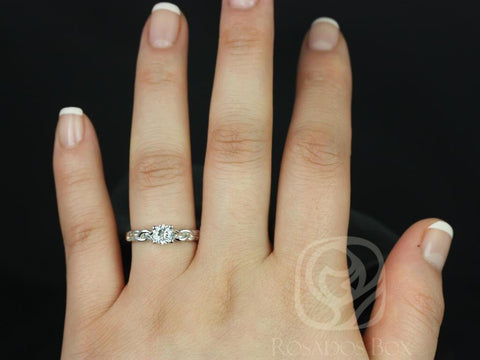 Prudence 5mm 14kt White Gold Round Moissanite Braided Engagement Ring