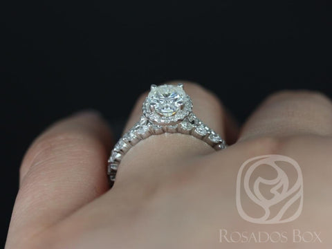 1.50cts Rebecca 8x6mm & Petite Naomi 14kt Gold Moissanite Diamond Oval Halo Bridal Set - Rosados Box