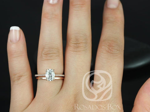 1.50cts Blake 8x6mm & PLAIN Blake 14kt Moissanite Diamond Oval Solitaire Bridal Set - Rosados Box