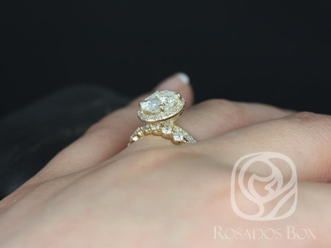 1.50ct Chantelle 8x6mm & Medio Naomi 14kt Moissanite Diamond Oval Halo Bridal Set,Oval Halo Ring,Oval Engagement Ring Set,Anniversary Gift