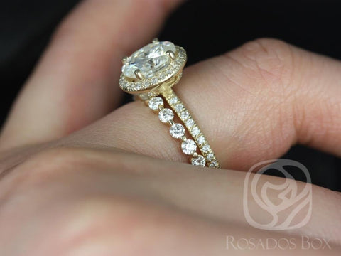 1.50ct Chantelle 8x6mm & Medio Naomi 14kt Moissanite Diamond Oval Halo Bridal Set,Oval Halo Ring,Oval Engagement Ring Set,Anniversary Gift