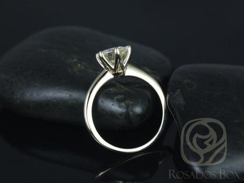 1.50ct Skinny Webster 7.5mm 14kt Gold Moissanite Six Prong Round Solitaire Ring - Rosados Box