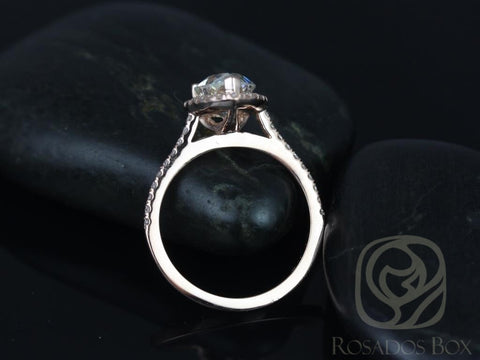 2cts Tabitha 10x7mm 14kt Gold Moissanite Diamond Pear Halo Ring - Rosados Box