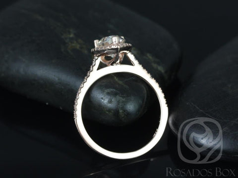 1.50cts Tabitha 9x6mm 14kt Rose Gold Forever One Moissanite Diamonds Dainty Micro Pave Pear Halo Engagement Ring - Rosados Box