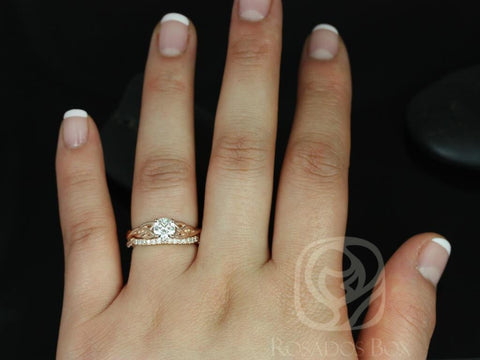 0.70ct Ready to Ship Cassidy 14kt Rose Gold Diamond Celtic Love Knot Triquetra Bridal Set - Rosados Box