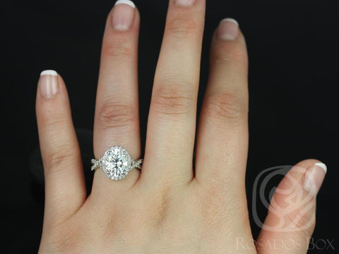 Rosados Box Thelma 10x8mm 14kt Rose Gold Oval Moissanite Diamond Twisted Halo Engagement Ring