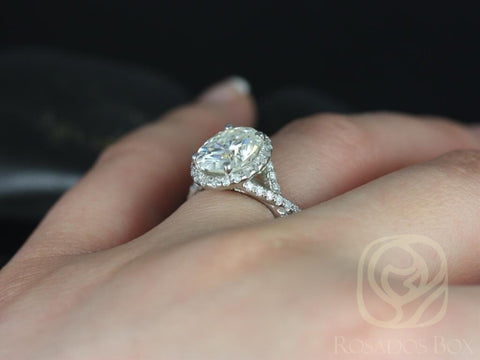 Rosados Box Thelma 10x8mm 14kt Rose Gold Oval Moissanite Diamond Twisted Halo Engagement Ring