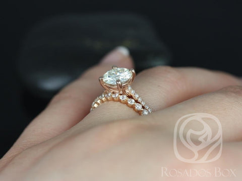 1.50ct Eloise 7.5mm & Petite Naomi 14kt Moissanite Diamond Round Solitaire Accent Bridal Set