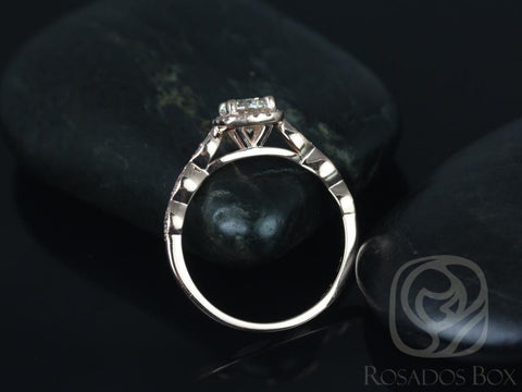 3/4ct Christie 14kt Gold Diamond WITH Milgrain Vintage Cushion Halo Ring - Rosados Box