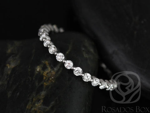 Ready to Ship Petite Naomi Platinum DiamondSingle Prong ALMOST Eternity Ring - Rosados Box