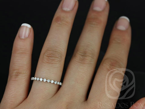 Ready to Ship Petite Naomi Platinum DiamondSingle Prong ALMOST Eternity Ring - Rosados Box