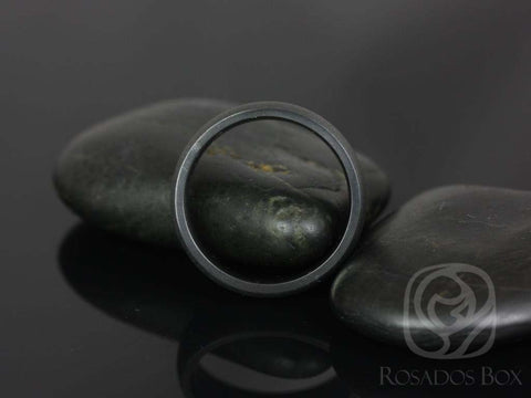 Mason 7mm Matte Black Zirconium Classic Plain Band - Rosados Box