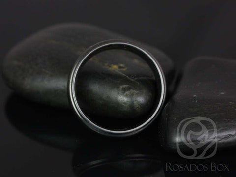 Pierre 7mm High Polish Half Round Raised Edge Black Zirconium Ring - Rosados Box