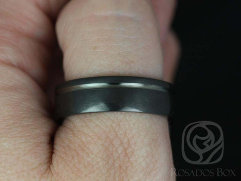 Luke 7mm Black Zirconium Asymmetrical Striped Pipe Band - Rosados Box