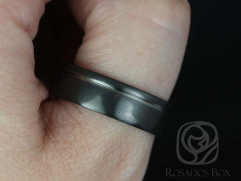 Luke 7mm Black Zirconium Asymmetrical Striped Pipe Band - Rosados Box