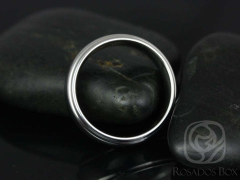 Robert 7mm Cobalt Raised Edge Half Round High Finish Band - Rosados Box