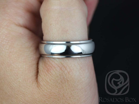 Robert 7mm Cobalt Raised Edge Half Round High Finish Band - Rosados Box